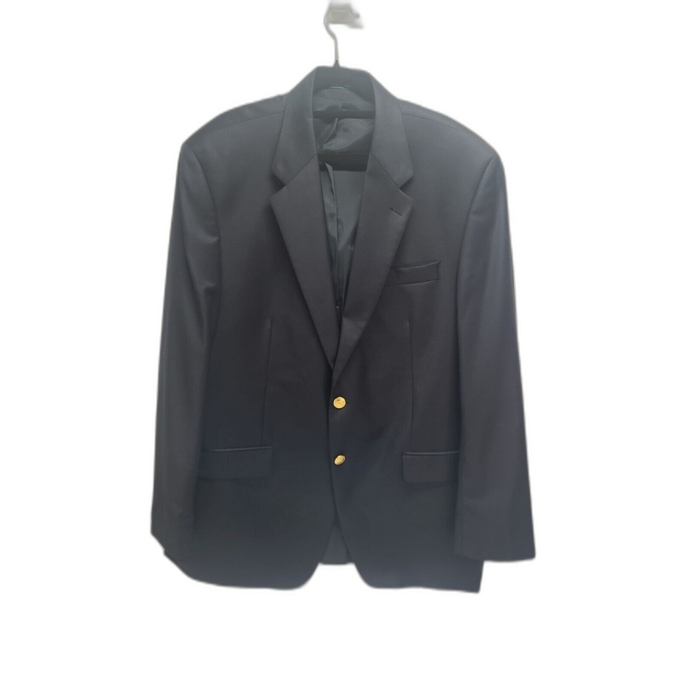 44L Ralph Lauren 100% Wool Navy Blue‎ Blazer 2 Gold Button Jacket